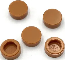 Lego 5 New Medium Nougat Tiles Round 1 x 1 Parts