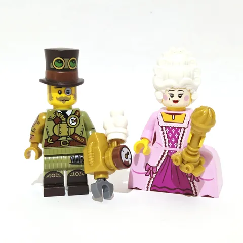 LEGO Steampunk Gentleman & Victorian Lady Minifigures Clockwork Collectible Pair