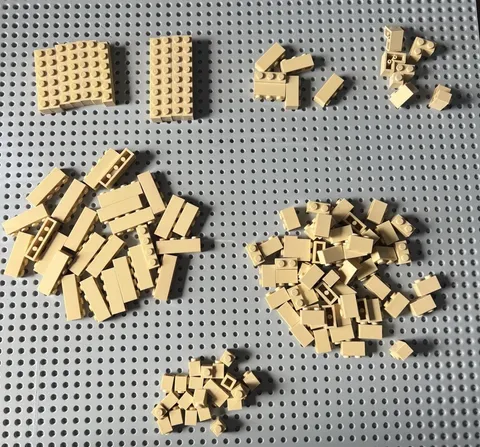 Lego 3008 3009 3010 3622 3004 2357 3005 Tan Brick 1x8 1x6 1x4 1x3 1x2 1x1 125pcs