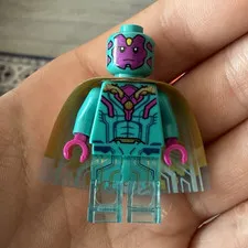 LEGO Minifigure Teal & Purple Character w/ Cape, Trans-Light Blue Legs