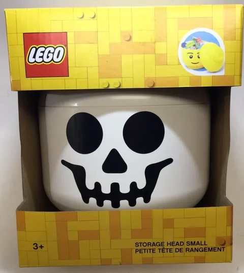 LEGO Storage Head Small White Skeleton Skull Container Halloween Decor 6"x7.5"