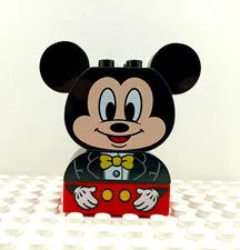 Lego Duplo Printed Brick Large Mickey Mouse Head w/tux & hands (3) multicolor