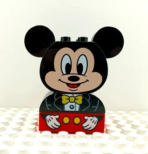 Lego Duplo Printed Brick Large Mickey Mouse Head w/tux & hands (3) multicolor