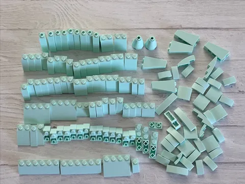 LEGO LIGHT AQUA LOT 118 PCS 2X1 2X2 1X4 2X6 SLOPE CURVE BRICK BUILDING PIECES