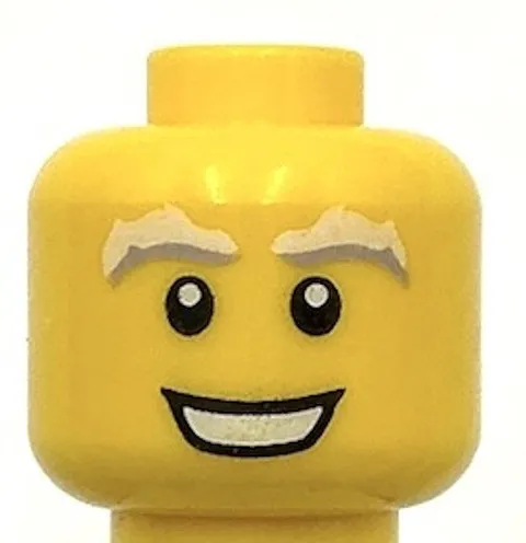 Lego New Yellow Minifigure Head Light Bluish Gray and White Bushy Eyebrows Part