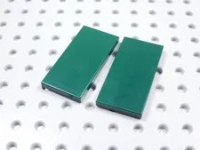 LEGO Lot of 2 Dark Green 2x4 Smooth Tiles Plates BO