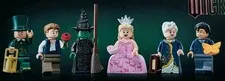 LEGO Glinda WCK016, Elphaba WCK019, Fiyero WCK021, Wizard WCK020, Minifigures.