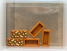 LEGO Parts - Dark Orange Tile 1 x 2 Fruitcake Pattern - No 3069pb1414 - QTY 5