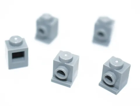 5 LEGO Light Bluish Gray 1x1 Headlight Brick grey stud on side 4070 4211476