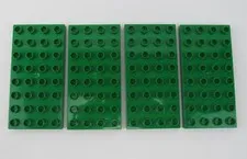 Lego Duplo Lot of 4 Dark Green Base Plates 4 x 8 Pegs Studs (2.5" x 5")