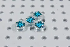 LEGO Lot of 4 Trans Clear Round 1x1 Printed Beetle Tile Plate Bug Minifig BJ