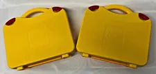2 Lego Carrying Brief Cases Storage Containers-Yellow/Orange W/Moveable Dividers