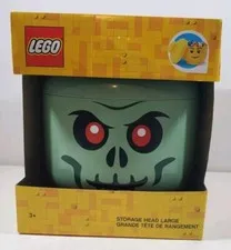 Lego LARGE Green Skeleton Zombie Storage Head Container NEW Halloween Decor