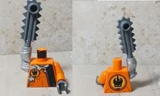 LEGO Agents Chainsaw Torso Arm Agent Ultra Orange Flaming Head Zippers Chrome