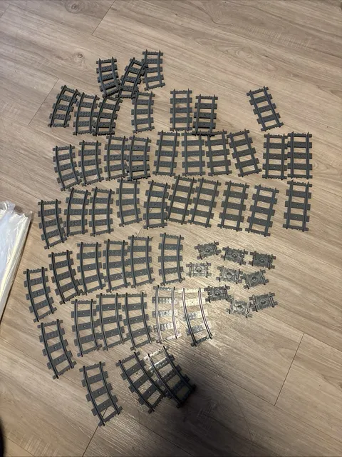 Lego Train Track Lot - 54 Pieces (14 Straight, 31 Curved, 9 Connect