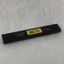 LEGO 6636pb217 Black Tile 1 x 6 with Yellow 'JW2712' Pattern (Sticker) (x1)