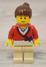 Lego cty0179 Sweater Cropped Bow Heart Necklace Tan Legs Ponytail Minifigure
