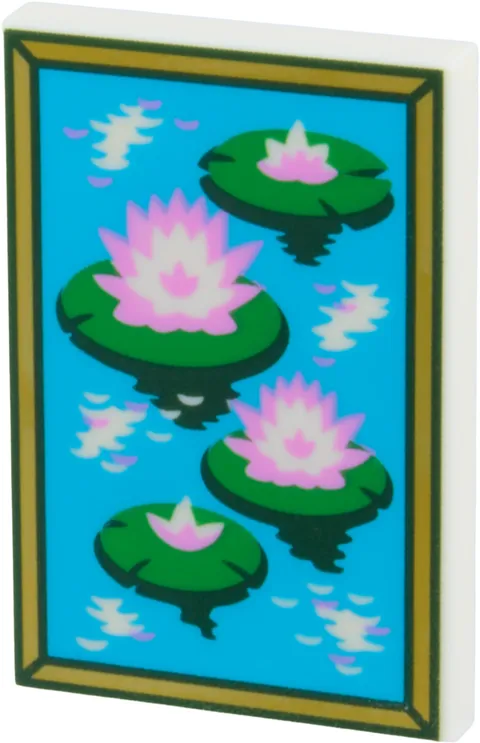 LEGO 26603 Tile 2 x 3 with Lily Pads, Flowers, and Gold Frame Painting Set 77056