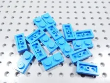 LEGO Lot of 15 Medium Azure 1x2 Plates BE