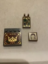 LEGO Fantasy Sticker Parts Tile Modified Hammer Anvil Medieval 10193 Parts Crown