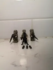 Soldier Minifigure Lot of 3 Camouflage w/ Weapon Accessories & mortar
