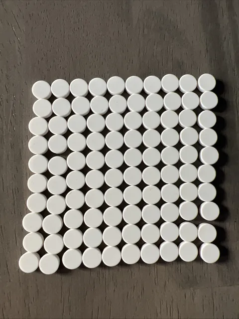 LEGO 98138 White Round Tile 1 x 1 Bulk 100 Pieces