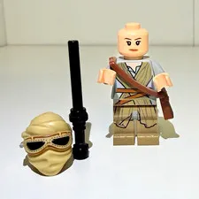 LEGO Star Wars Rey Minifigure w/ Desert Head Wrap Goggles & Staff SW0677