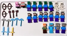 LEGO Minecraft Minifigure Steve, Alex, Zombie, Skeleton, TNT, Pig, Items