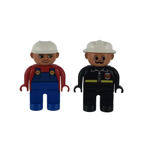 LEGO Duplo Figures Lot of 2 Fireman and Construction Worker Vintage