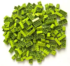 LEGO Bulk Lot of 250 Neon Lime Green 2x2 2x3 2x4 2x6 etc 2456 3001