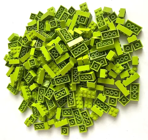 LEGO Bulk Lot of 250 Neon Lime Green 2x2 2x3 2x4 2x6 etc 2456 3001