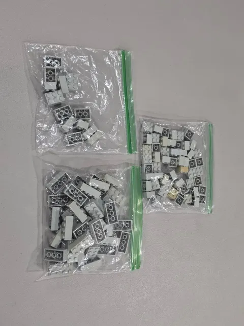 Lego Qty 109 - Light Gray Bricks - 2x2 2x3 2x4 3001 3002 3003 MOC