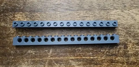 LEGO Dark Bluish Gray Technic, Brick 1 x 16 with Holes. QTY 2. Part No. 3703