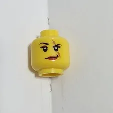 Lego Head Yellow Skin Two Faced Smiling Happy Angry Scar On Eye Minifigure