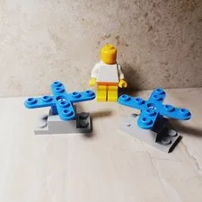LEGO Helicopter Blades Lot of 2 Blue Gray Props Propellers Stepped Base Build