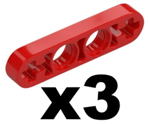 Lego TECHNIC Red Liftarm Thin 1 x 4 - Axle Holes Qty 3 Part 32449 T1