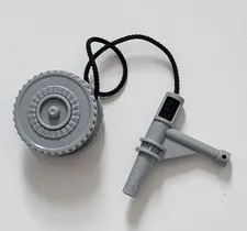 LEGO Light Bluish Gray Duplo Winch Drum Narrow Ridged Black String Gray Nozzle