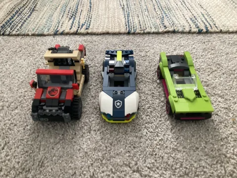 Lego lot of small cars (includes 3 cars no minifigs.)