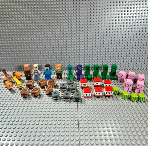 LEGO Minecraft Minifigure Mob Lot 41pc Charged Creeper TNT Furnaces Pigs Craft