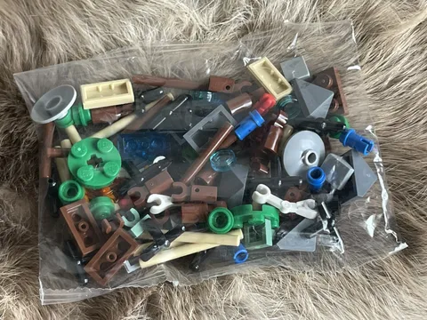 New Lego Parts small pieces In Original bag see through blue tan rods rounds