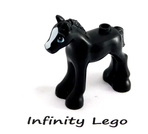 LEGO Black Foal with Blue Eyes & White Stripe Pony  Animal (11241 66501) - x1