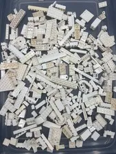 1 lb. Bulk Mixed White Legos - standard blocks and unique pieces (Lot N)