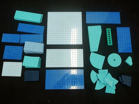 Large Lot of 51 Genuine Lego Plates Bright Blue Aqua Light Royal Blue Earth Toys