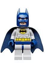LEGO Batman Minifigure Blue Cowl & Cape Gray Suit Yellow Utility Belt