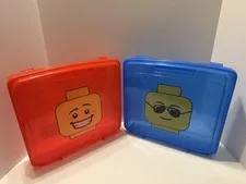 Lego Project & Mini Figure Storage Cases, 1 Red And 1 Blue, Large Hard Cases