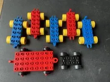 Lego DUPLO 2x6 Car Vehicle Train Wheel Base Lot of 7 Multicolor Replacement Part