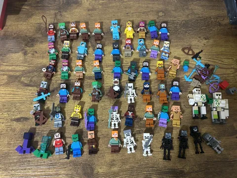 Authentic LEGO Minifigure Lot of 60 Minecraft Figures And Accessories