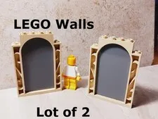 LEGO Castle Walls Solid Panel Add Stickers Gray Tan Passage Wall Doorway Secret