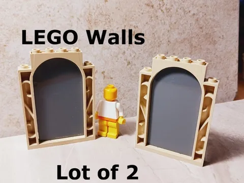 LEGO Castle Walls Solid Panel Add Stickers Gray Tan Passage Wall Doorway Secret