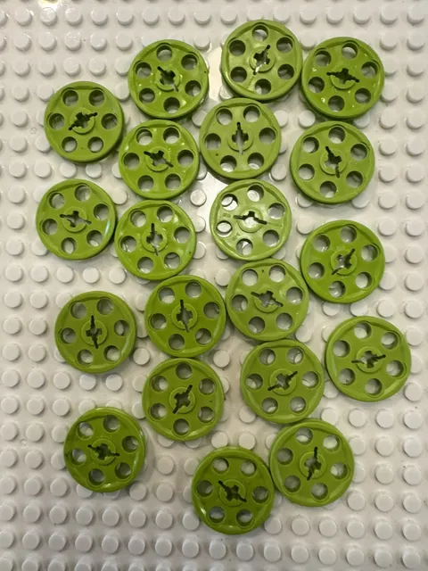 (20) LEGO Technic Wedge Belt Wheel (Pulley) Lot - LIME GREEN- # 4185